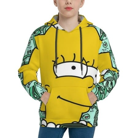 Simpsons Youth Hoodies 3D Print Pullover Hooded Sweatshirt Unisex Casual Sweater Tops Blouse Long Sleeve Kids Hoodie X-Large