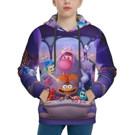 Inside Out Youth Hoodies 3D Print Pullover Hooded Sweatshirt Unisex Casual Sweater Tops Blouse Long Sleeve Kids Hoodie X-Large
