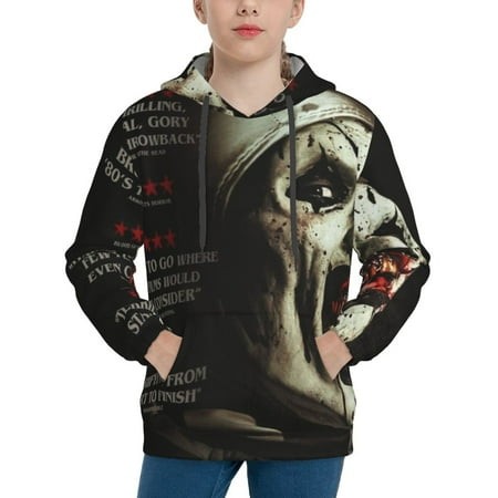 Terrifier Youth Hoodies 3D Print Pullover Hooded Sweatshirt Unisex Casual Sweater Tops Blouse Long Sleeve Kids Hoodie X-Large