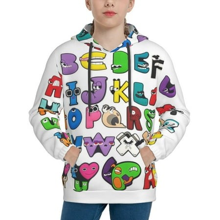 Alphabet Lore Youth Hoodies 3D Print Pullover Hooded Sweatshirt Unisex Casual Sweater Tops Blouse Long Sleeve Kids Hoodie X-Large