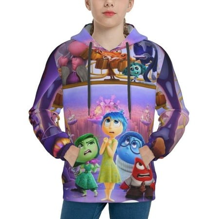 Inside Out Youth Hoodies 3D Print Pullover Hooded Sweatshirt Unisex Casual Sweater Tops Blouse Long Sleeve Kids Hoodie X-Large