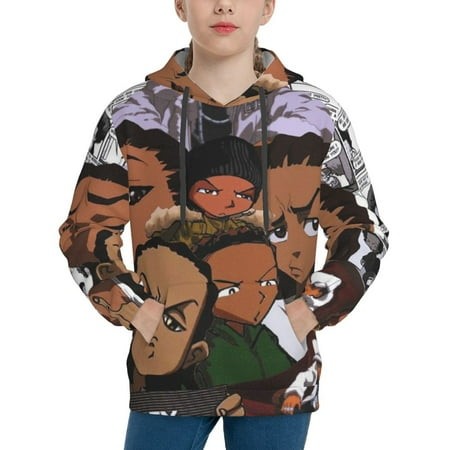 The Boondocks Youth Hoodies 3D Print Pullover Hooded Sweatshirt Unisex Casual Sweater Tops Blouse Long Sleeve Kids Hoodie X-Large