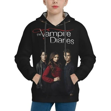 Vampire Diaries Youth Hoodies 3D Print Pullover Hooded Sweatshirt Unisex Casual Sweater Tops Blouse Long Sleeve Kids Hoodie X-Large