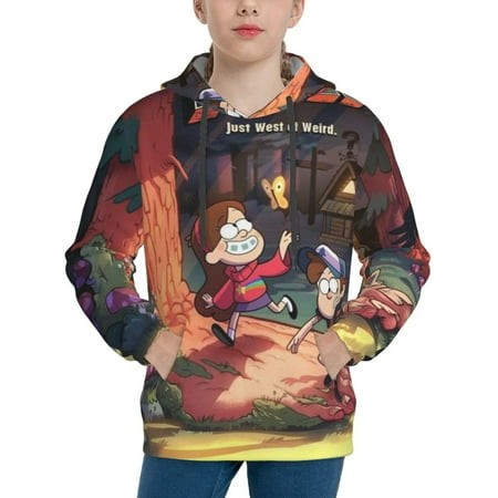 Gravity Falls Youth Hoodies 3D Print Pullover Hooded Sweatshirt Unisex Casual Sweater Tops Blouse Long Sleeve Kids Hoodie X-Large