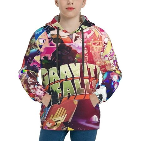 Gravity Falls Youth Hoodies 3D Print Pullover Hooded Sweatshirt Unisex Casual Sweater Tops Blouse Long Sleeve Kids Hoodie X-Large