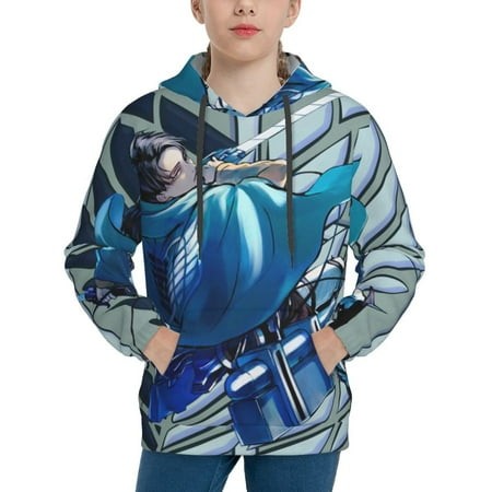 Attack on Titan Youth Hoodies 3D Print Pullover Hooded Sweatshirt Unisex Casual Sweater Tops Blouse Long Sleeve Kids Hoodie X-Large