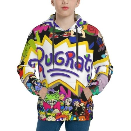 Rugrats Youth Hoodies 3D Print Pullover Hooded Sweatshirt Unisex Casual Sweater Tops Blouse Long Sleeve Kids Hoodie X-Large