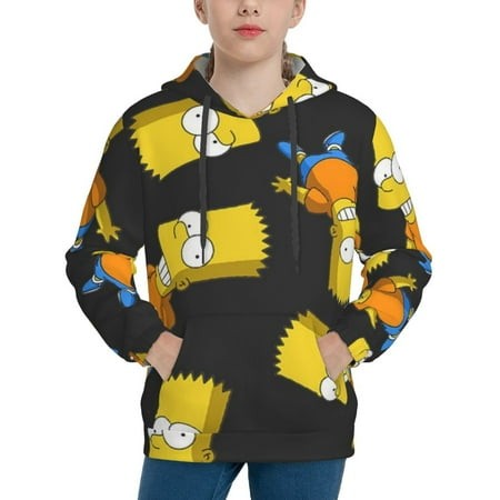 Simpsons Youth Hoodies 3D Print Pullover Hooded Sweatshirt Unisex Casual Sweater Tops Blouse Long Sleeve Kids Hoodie X-Large
