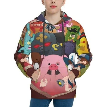 Gravity Falls Youth Hoodies 3D Print Pullover Hooded Sweatshirt Unisex Casual Sweater Tops Blouse Long Sleeve Kids Hoodie X-Large
