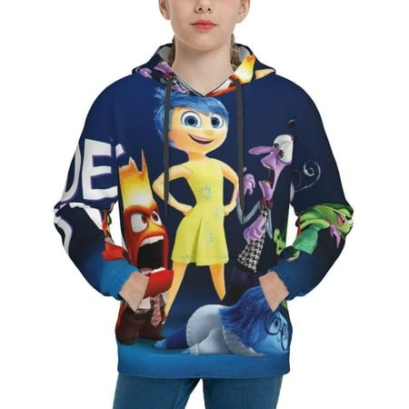 Inside Out Youth Hoodies 3D Print Pullover Hooded Sweatshirt Unisex Casual Sweater Tops Blouse Long Sleeve Kids Hoodie X-Large