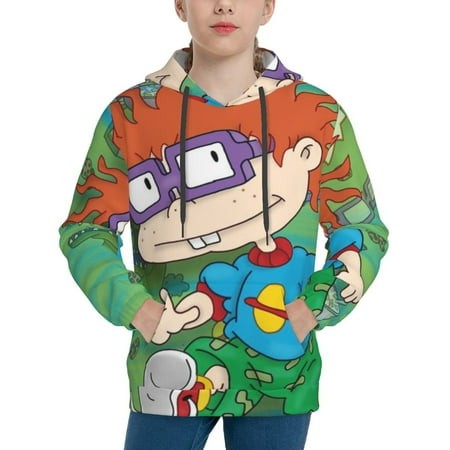 Rugrats Youth Hoodies 3D Print Pullover Hooded Sweatshirt Unisex Casual Sweater Tops Blouse Long Sleeve Kids Hoodie X-Large