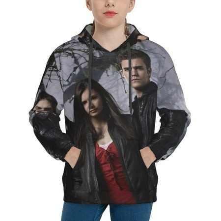 Vampire Diaries Youth Hoodies 3D Print Pullover Hooded Sweatshirt Unisex Casual Sweater Tops Blouse Long Sleeve Kids Hoodie X-Large