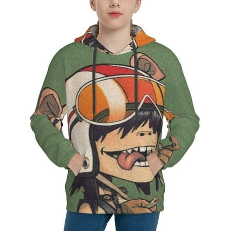 Gorillaz Youth Hoodies 3D Print Pullover Hooded Sweatshirt Unisex Casual Sweater Tops Blouse Long Sleeve Kids Hoodie X-Large