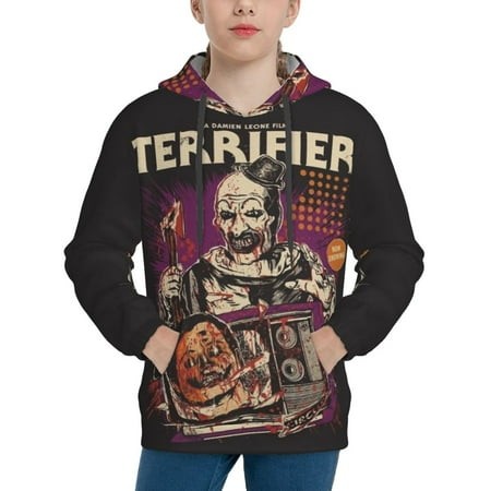 Terrifier Youth Hoodies 3D Print Pullover Hooded Sweatshirt Unisex Casual Sweater Tops Blouse Long Sleeve Kids Hoodie X-Large