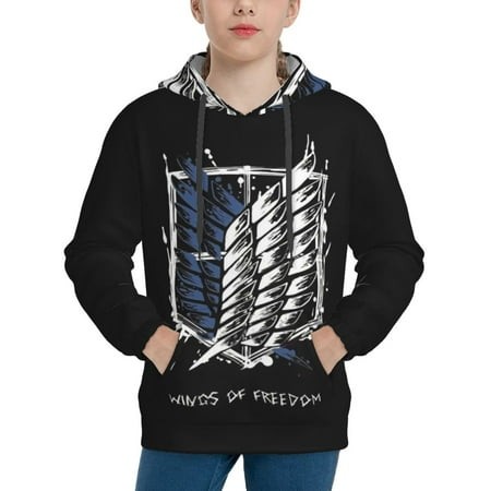 Attack on Titan Youth Hoodies 3D Print Pullover Hooded Sweatshirt Unisex Casual Sweater Tops Blouse Long Sleeve Kids Hoodie X-Large