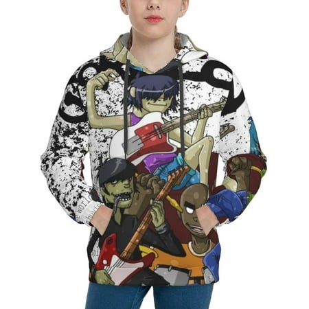 Gorillaz Youth Hoodies 3D Print Pullover Hooded Sweatshirt Unisex Casual Sweater Tops Blouse Long Sleeve Kids Hoodie X-Large