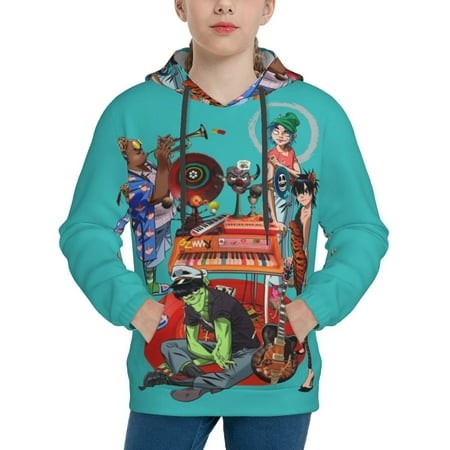 Gorillaz Youth Hoodies 3D Print Pullover Hooded Sweatshirt Unisex Casual Sweater Tops Blouse Long Sleeve Kids Hoodie X-Large