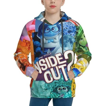 Inside Out Youth Hoodies 3D Print Pullover Hooded Sweatshirt Unisex Casual Sweater Tops Blouse Long Sleeve Kids Hoodie X-Large