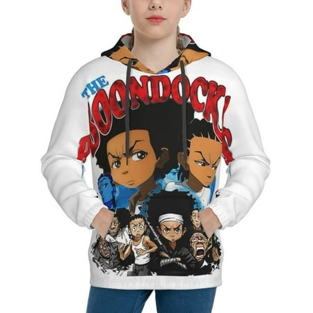 The Boondocks Youth Hoodies 3D Print Pullover Hooded Sweatshirt Unisex Casual Sweater Tops Blouse Long Sleeve Kids Hoodie X-Large