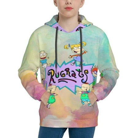 Rugrats Youth Hoodies 3D Print Pullover Hooded Sweatshirt Unisex Casual Sweater Tops Blouse Long Sleeve Kids Hoodie X-Large