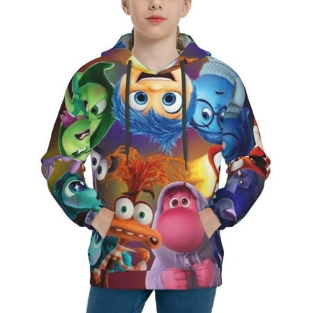 Inside Out Youth Hoodies 3D Print Pullover Hooded Sweatshirt Unisex Casual Sweater Tops Blouse Long Sleeve Kids Hoodie X-Large