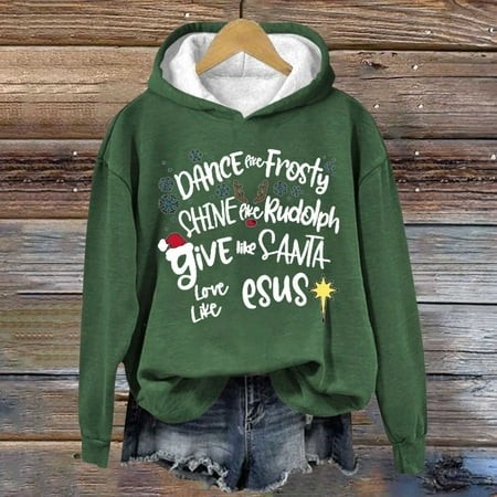 Texiao Chrismas Long Sleeve Fall Outfits for Women 3119  Polyester Sweatshirts for Teen Girls  Women S Fashionable Round Neck Casual Letter Printed Lo