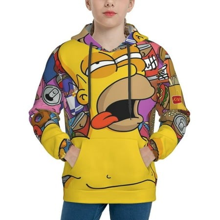 Simpsons Youth Hoodies 3D Print Pullover Hooded Sweatshirt Unisex Casual Sweater Tops Blouse Long Sleeve Kids Hoodie X-Large