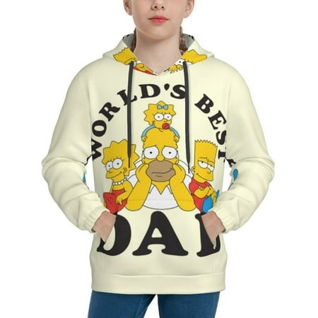 Simpsons Youth Hoodies 3D Print Pullover Hooded Sweatshirt Unisex Casual Sweater Tops Blouse Long Sleeve Kids Hoodie X-Large