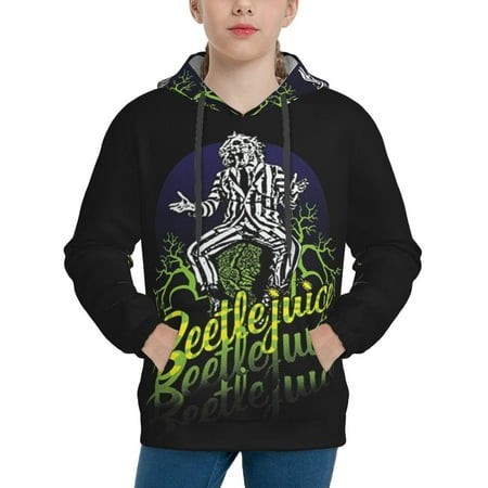 Beetlejuice Youth Hoodies 3D Print Pullover Hooded Sweatshirt Unisex Casual Sweater Tops Blouse Long Sleeve Kids Hoodie X-Large