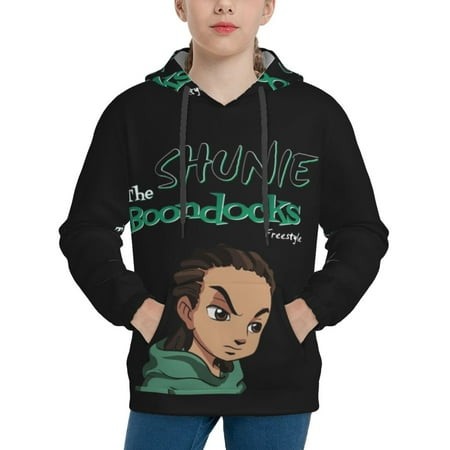 The Boondocks Youth Hoodies 3D Print Pullover Hooded Sweatshirt Unisex Casual Sweater Tops Blouse Long Sleeve Kids Hoodie X-Large
