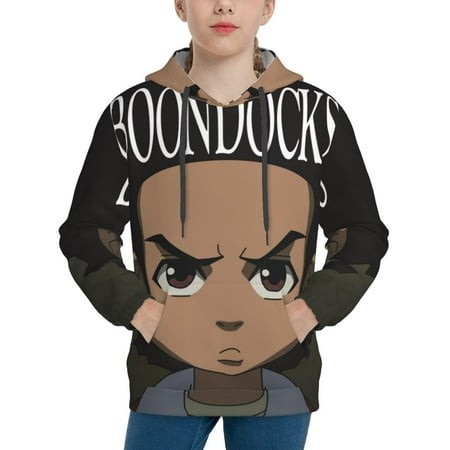 The Boondocks Youth Hoodies 3D Print Pullover Hooded Sweatshirt Unisex Casual Sweater Tops Blouse Long Sleeve Kids Hoodie X-Large
