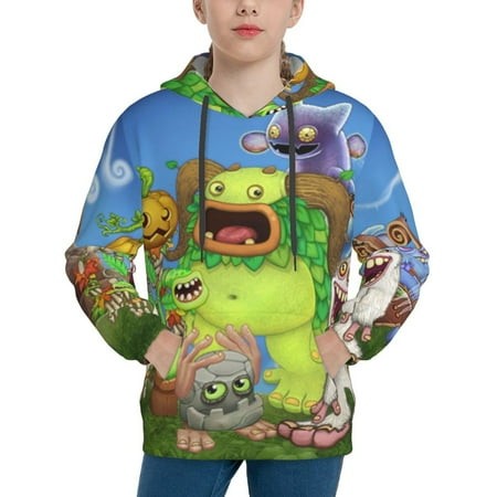 My Singing Monsters Youth Hoodies 3D Print Pullover Hooded Sweatshirt Unisex Casual Sweater Tops Blouse Long Sleeve Kids Hoodie X-Large