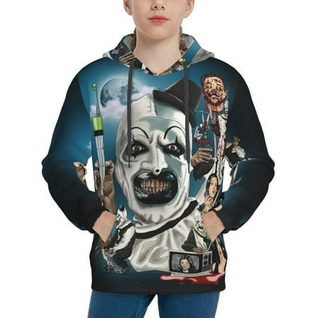Terrifier Youth Hoodies 3D Print Pullover Hooded Sweatshirt Unisex Casual Sweater Tops Blouse Long Sleeve Kids Hoodie X-Large