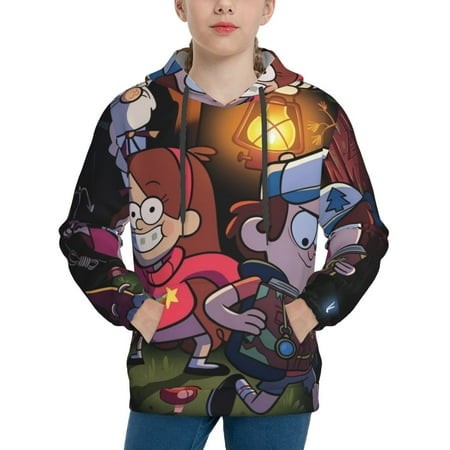 Gravity Falls Youth Hoodies 3D Print Pullover Hooded Sweatshirt Unisex Casual Sweater Tops Blouse Long Sleeve Kids Hoodie X-Large