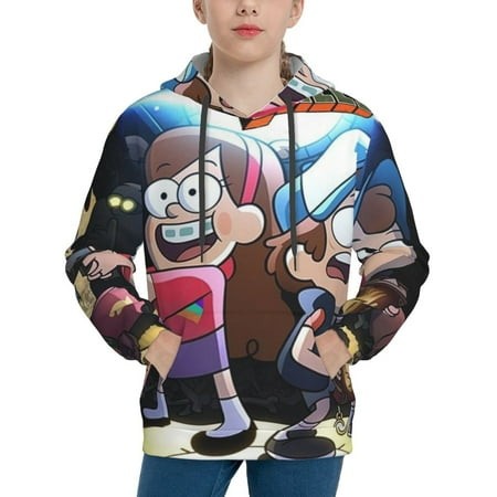 Gravity Falls Youth Hoodies 3D Print Pullover Hooded Sweatshirt Unisex Casual Sweater Tops Blouse Long Sleeve Kids Hoodie X-Large