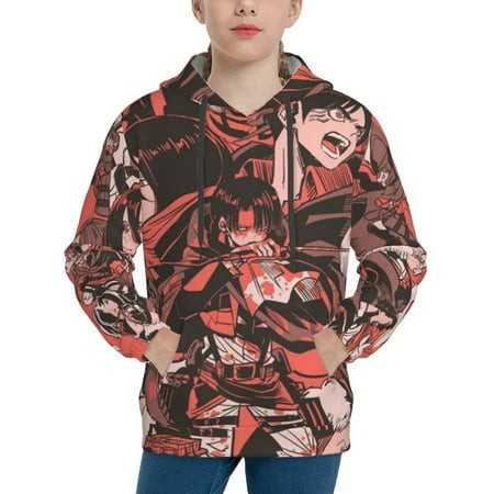 Attack on Titan Youth Hoodies 3D Print Pullover Hooded Sweatshirt Unisex Casual Sweater Tops Blouse Long Sleeve Kids Hoodie X-Large