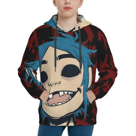 Gorillaz Youth Hoodies 3D Print Pullover Hooded Sweatshirt Unisex Casual Sweater Tops Blouse Long Sleeve Kids Hoodie X-Large