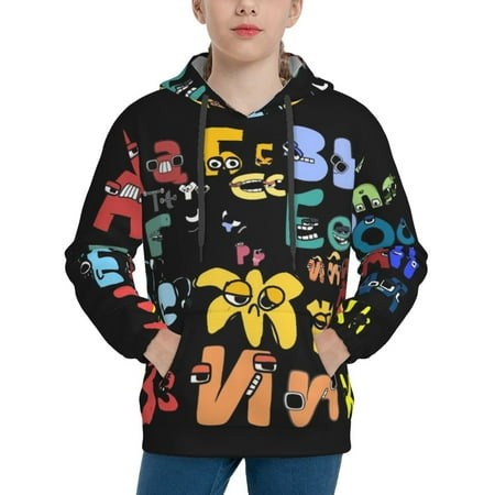 Alphabet Lore Youth Hoodies 3D Print Pullover Hooded Sweatshirt Unisex Casual Sweater Tops Blouse Long Sleeve Kids Hoodie X-Large