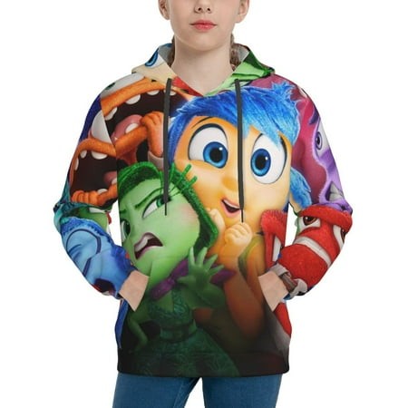Inside Out Youth Hoodies 3D Print Pullover Hooded Sweatshirt Unisex Casual Sweater Tops Blouse Long Sleeve Kids Hoodie X-Large
