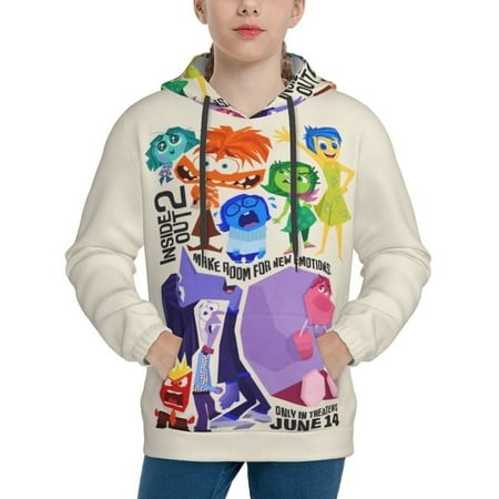 Inside Out Youth Hoodies 3D Print Pullover Hooded Sweatshirt Unisex Casual Sweater Tops Blouse Long Sleeve Kids Hoodie X-Large