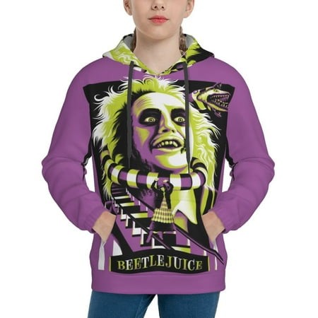 Beetlejuice Youth Hoodies 3D Print Pullover Hooded Sweatshirt Unisex Casual Sweater Tops Blouse Long Sleeve Kids Hoodie X-Large