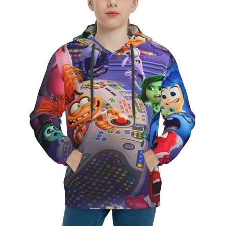 Inside Out Youth Hoodies 3D Print Pullover Hooded Sweatshirt Unisex Casual Sweater Tops Blouse Long Sleeve Kids Hoodie X-Large