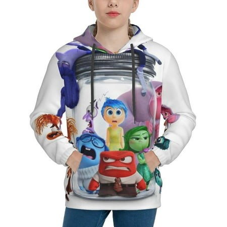 Inside Out Youth Hoodies 3D Print Pullover Hooded Sweatshirt Unisex Casual Sweater Tops Blouse Long Sleeve Kids Hoodie X-Large