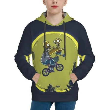 Simpsons Youth Hoodies 3D Print Pullover Hooded Sweatshirt Unisex Casual Sweater Tops Blouse Long Sleeve Kids Hoodie X-Large