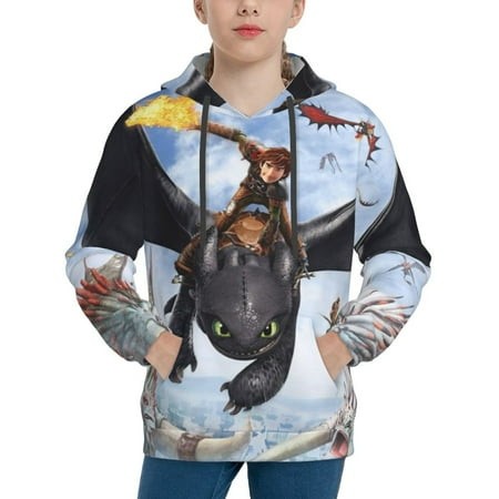 How to Train Your Dragon Youth Hoodies 3D Print Pullover Hooded Sweatshirt Unisex Casual Sweater Tops Blouse Long Sleeve Kids Hoodie X-Large