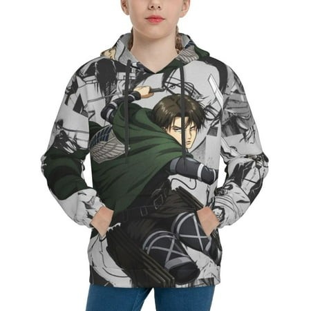 Attack on Titan Youth Hoodies 3D Print Pullover Hooded Sweatshirt Unisex Casual Sweater Tops Blouse Long Sleeve Kids Hoodie X-Large