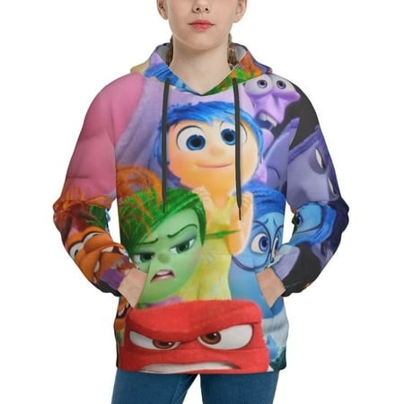 Inside Out Youth Hoodies 3D Print Pullover Hooded Sweatshirt Unisex Casual Sweater Tops Blouse Long Sleeve Kids Hoodie X-Large