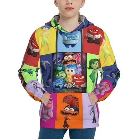 Inside Out Youth Hoodies 3D Print Pullover Hooded Sweatshirt Unisex Casual Sweater Tops Blouse Long Sleeve Kids Hoodie X-Large