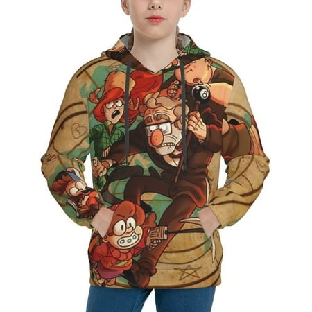 Gravity Falls Youth Hoodies 3D Print Pullover Hooded Sweatshirt Unisex Casual Sweater Tops Blouse Long Sleeve Kids Hoodie X-Large