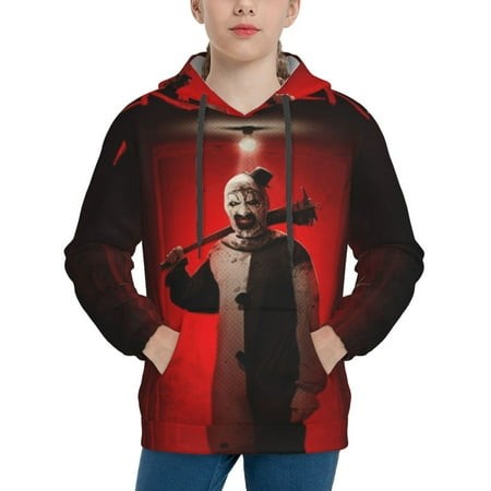 Terrifier Youth Hoodies 3D Print Pullover Hooded Sweatshirt Unisex Casual Sweater Tops Blouse Long Sleeve Kids Hoodie X-Large